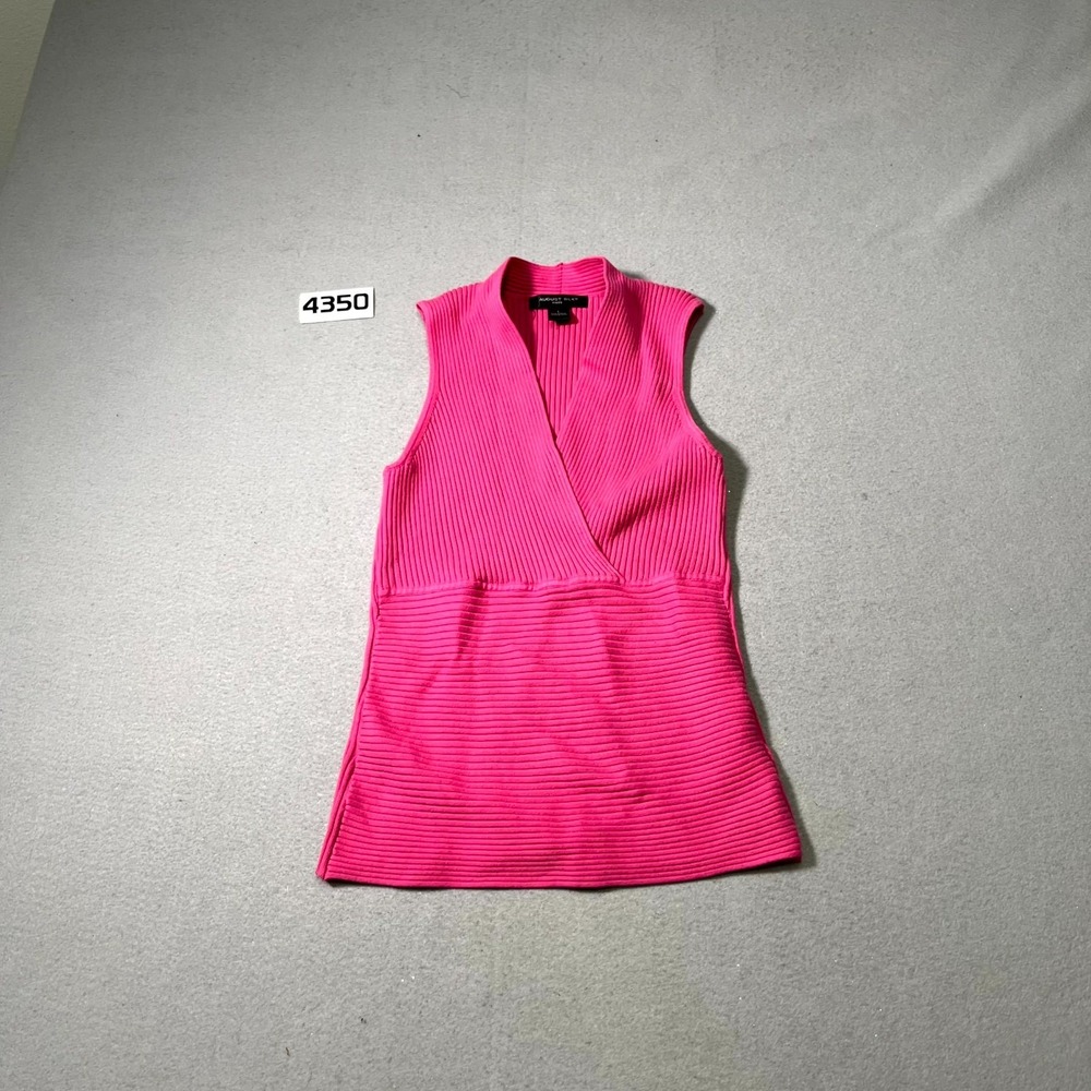 August Silk Knits Tank Top Womens Large Pink Surplice Neck Ribbed Sleeveless